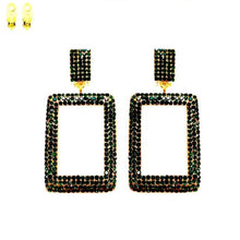 Load image into Gallery viewer, Square Crystal Clip on Earrings
