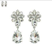 Load image into Gallery viewer, Flower Tear Drop Clip On Earrings
