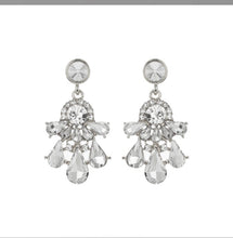 Load image into Gallery viewer, Metal Stone Tear Drop Earrings
