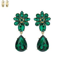 Load image into Gallery viewer, Flower Tear Drop Clip On Earrings
