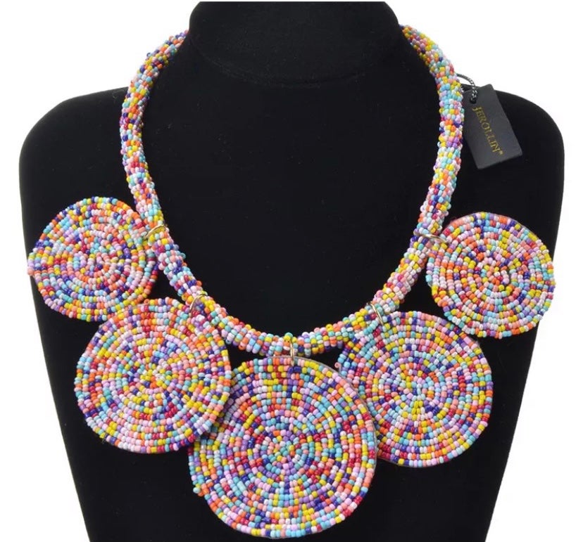 Neeka Beaded Circles Necklace