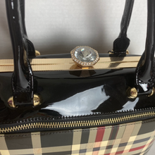 Load image into Gallery viewer, Toya Tartan Tan Handbag with Crystal Clasp
