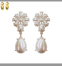 Load image into Gallery viewer, Flower Tear Drop Clip On Earrings
