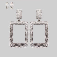 Load image into Gallery viewer, Square Crystal Clip on Earrings
