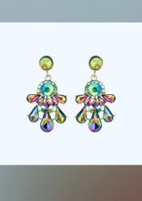 Load image into Gallery viewer, Metal Stone Tear Drop Earrings
