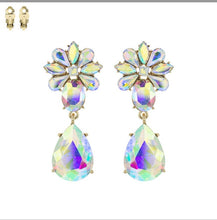 Load image into Gallery viewer, Flower Tear Drop Clip On Earrings
