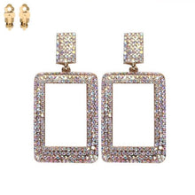 Load image into Gallery viewer, Square Crystal Clip on Earrings
