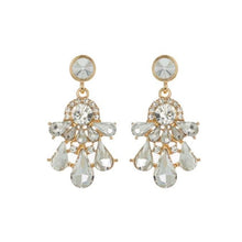 Load image into Gallery viewer, Metal Stone Tear Drop Earrings

