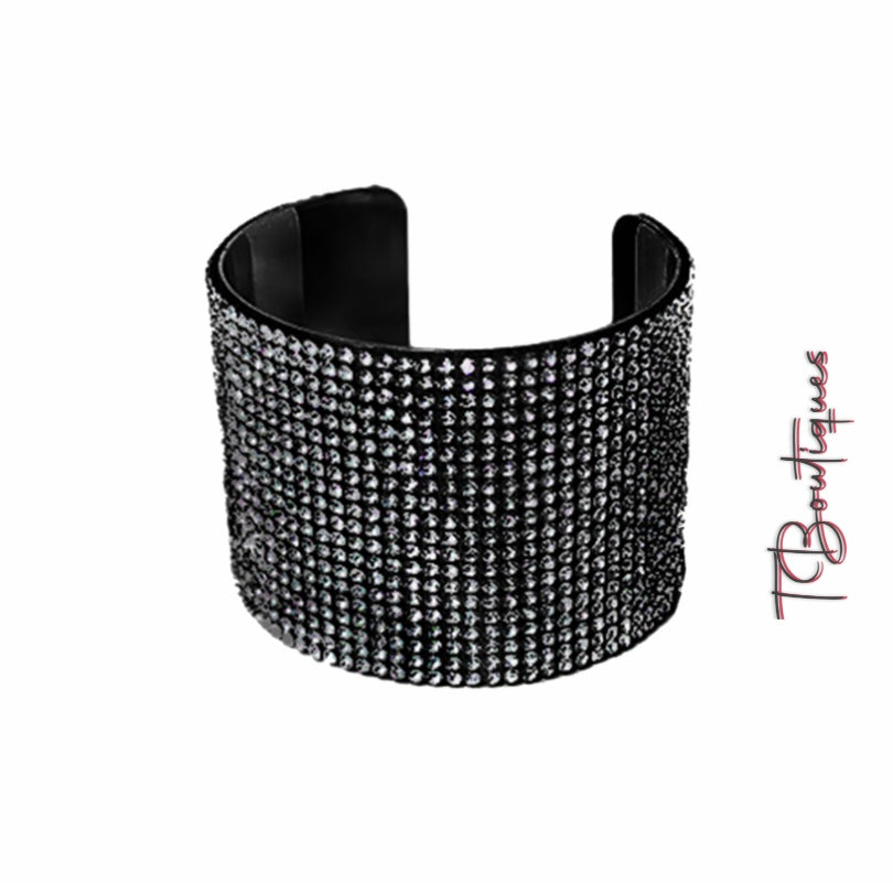 Black Rhinestone Cuff Bracelet