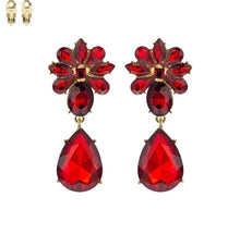 Load image into Gallery viewer, Flower Tear Drop Clip On Earrings
