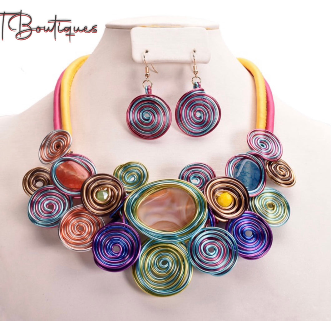 Trippin Swirl Necklace and Earring Set