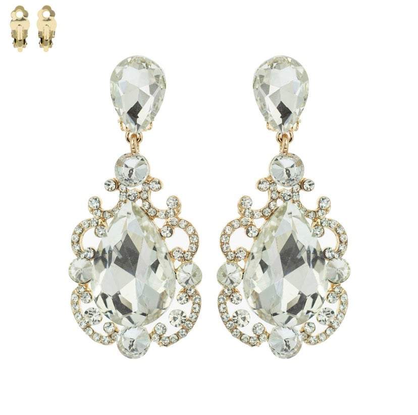 Chandelier Stone Clip on earrings