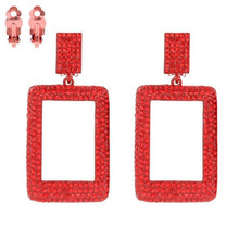 Load image into Gallery viewer, Square Crystal Clip on Earrings

