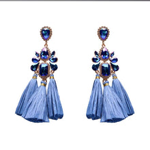 Load image into Gallery viewer, Raffia Stone Tassel Earrings
