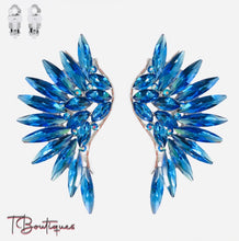 Load image into Gallery viewer, Gem Stone Angel Wing Clip On Earrings
