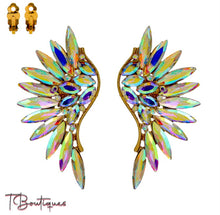 Load image into Gallery viewer, Gem Stone Angel Wing Clip On Earrings
