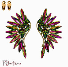 Load image into Gallery viewer, Gem Stone Angel Wing Clip On Earrings
