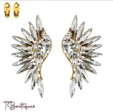 Load image into Gallery viewer, Gem Stone Angel Wing Clip On Earrings
