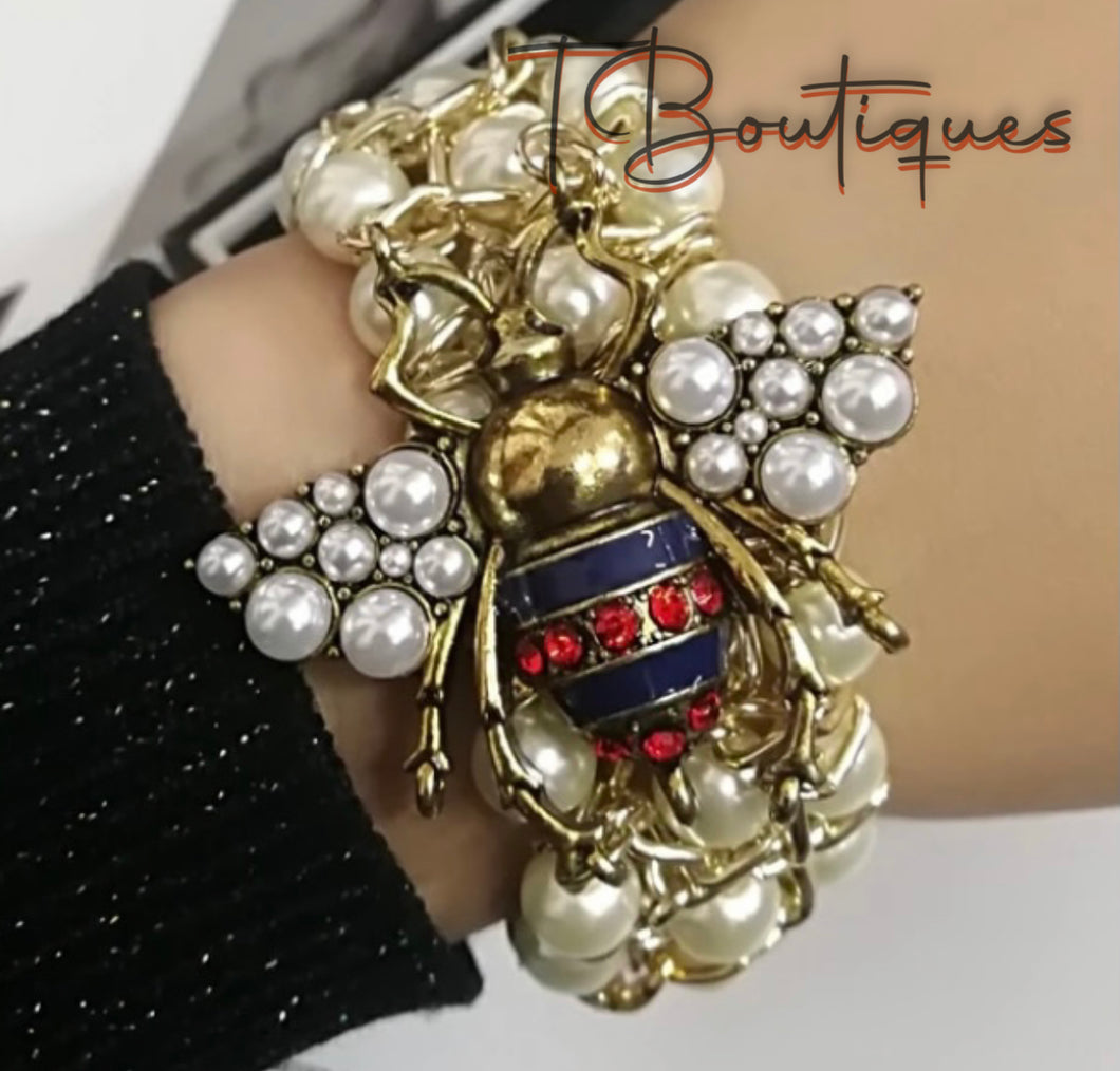 Golden Pearl Bee Bracelet