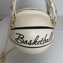 Load image into Gallery viewer, Small White Basketball Purse with Gold Chain
