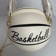 Load image into Gallery viewer, Small White Basketball Purse with Gold Chain
