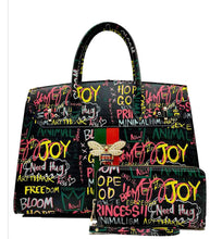 Load image into Gallery viewer, Joy Graffiti Bee Handbag and Wallet Set
