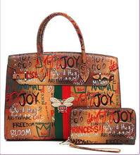 Load image into Gallery viewer, Joy Graffiti Bee Handbag and Wallet Set
