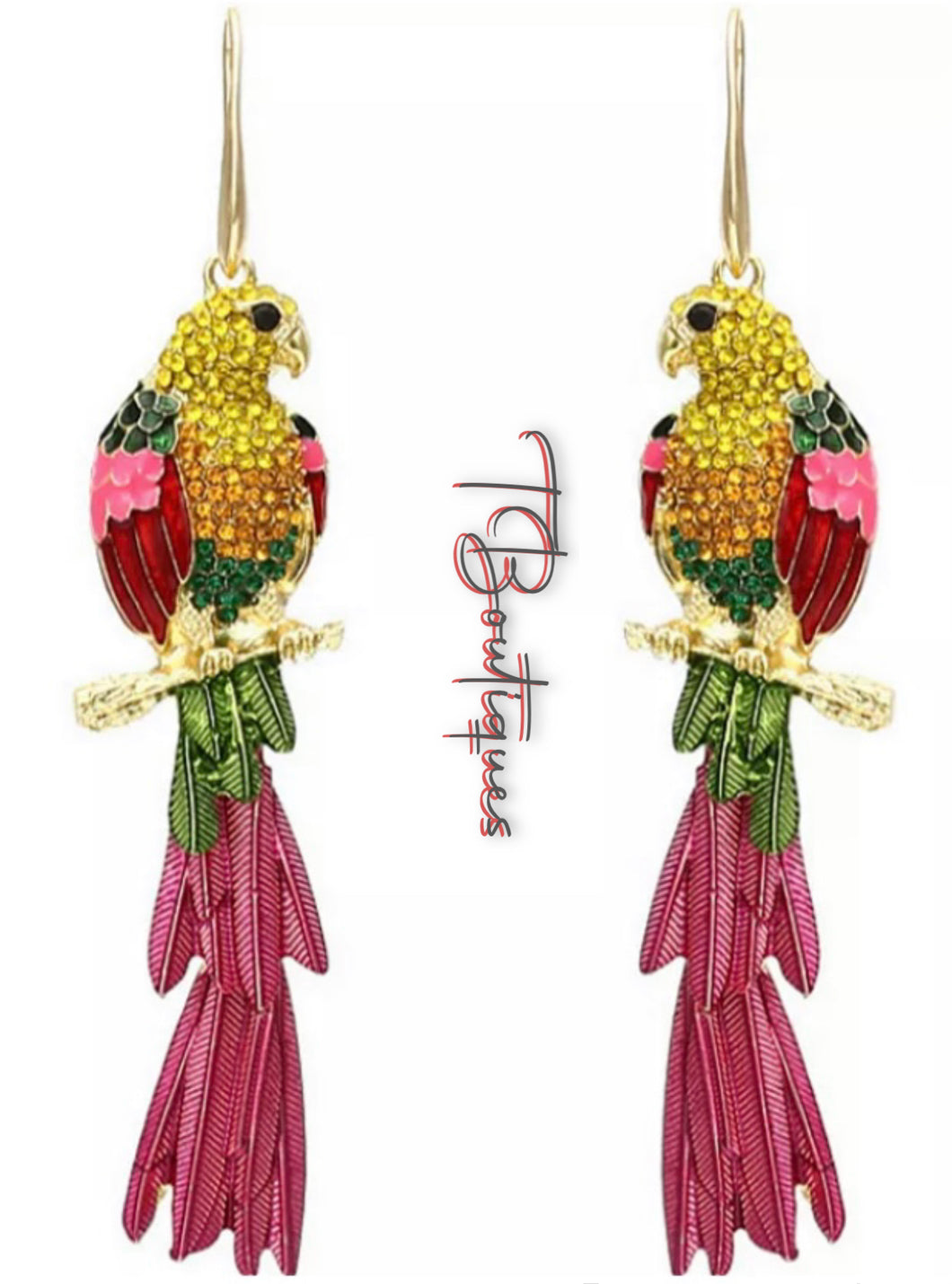 Rhinestone Parrot Dangle Earrings