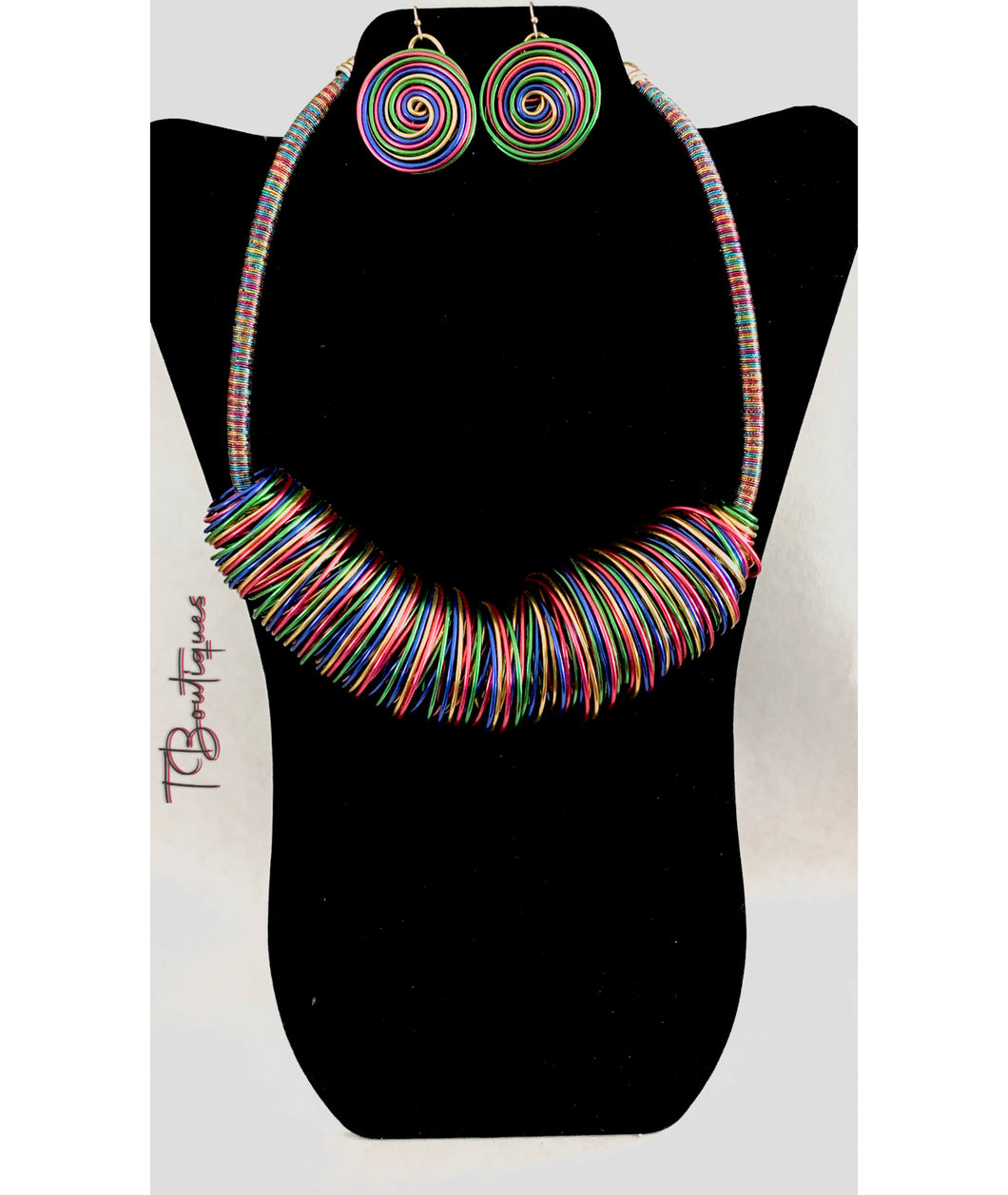 Slinky Multicolored Necklace and Earrings Set