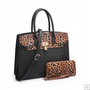 Teona Leopard Handbag and Wallet Set