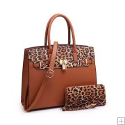 Load image into Gallery viewer, Teona Leopard Handbag and Wallet Set
