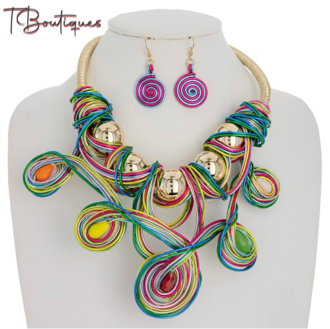 Trippy Swirl Necklace and Earring Set